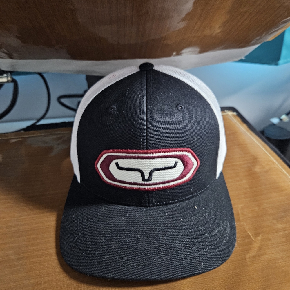 Black and White Cap with Red Logo